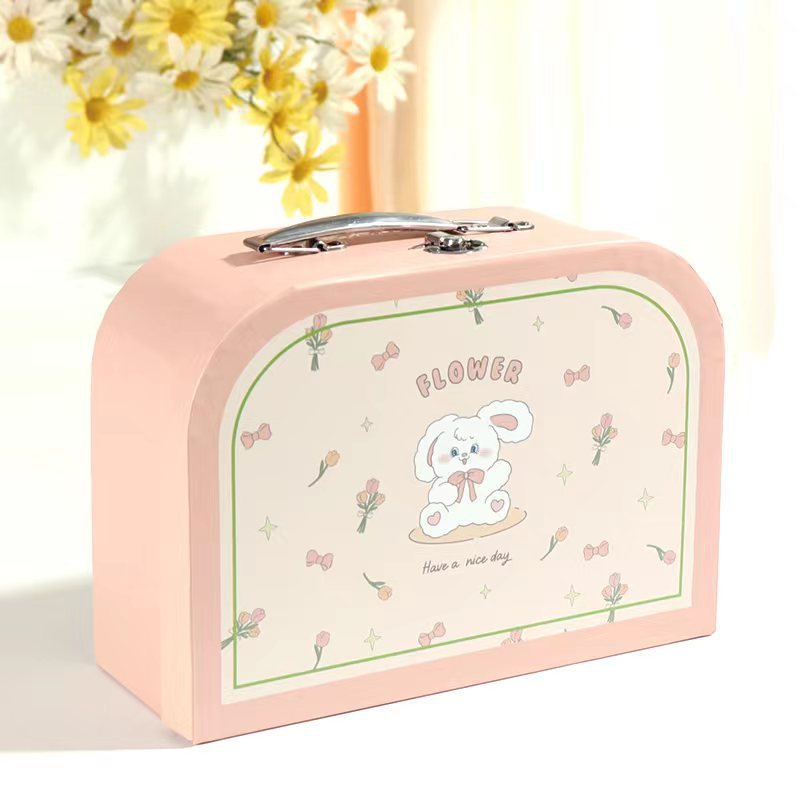 Decorative Paper Suitcase Gift Box, Cute Animal Toy Storage Box for Kids - 图片 6