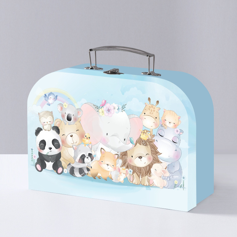 Decorative Paper Suitcase Gift Box, Cute Animal Toy Storage Box for Kids - 图片 7