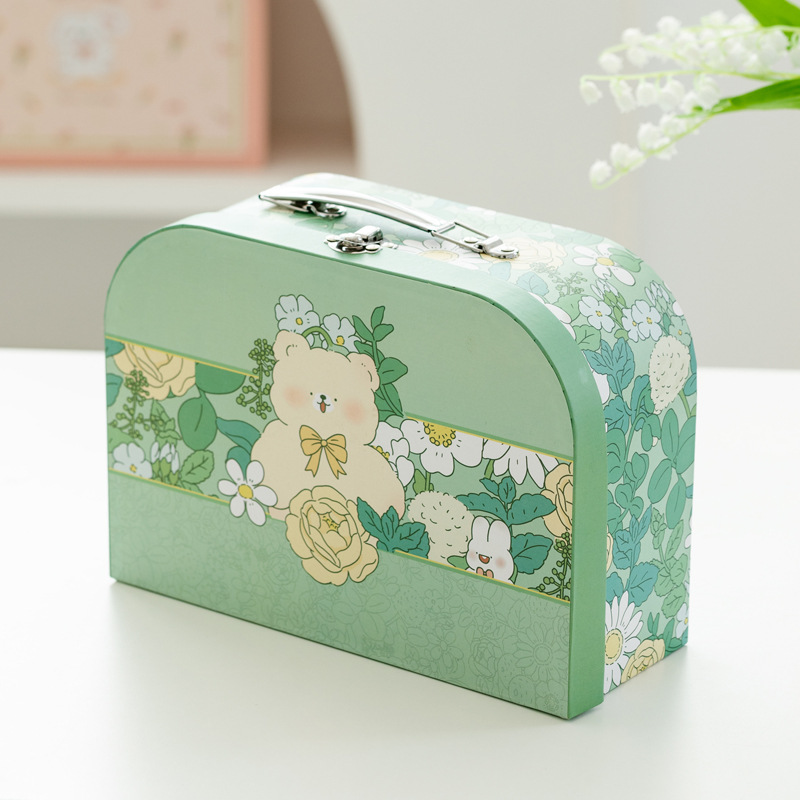 Decorative Paper Suitcase Gift Box, Cute Animal Toy Storage Box for Kids - 图片 8