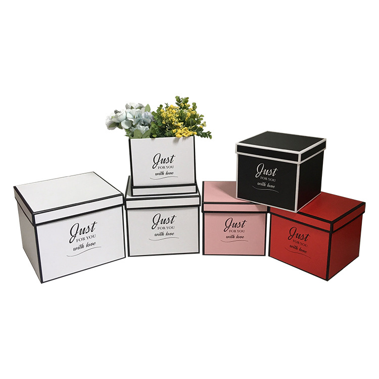 Minimalist Square Cardboard Boxes Set of 3, Luxury Flower Gift Box Wholesale