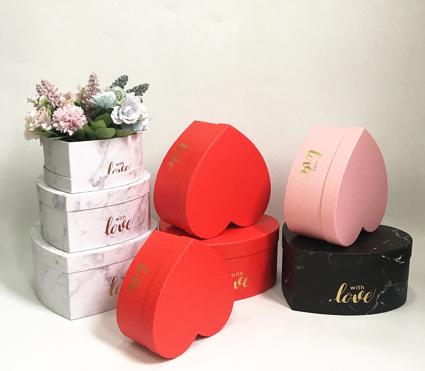 Marble Heart Shaped Cardboard Boxes Set of 3, Luxury Flower Gift Box Wholesale