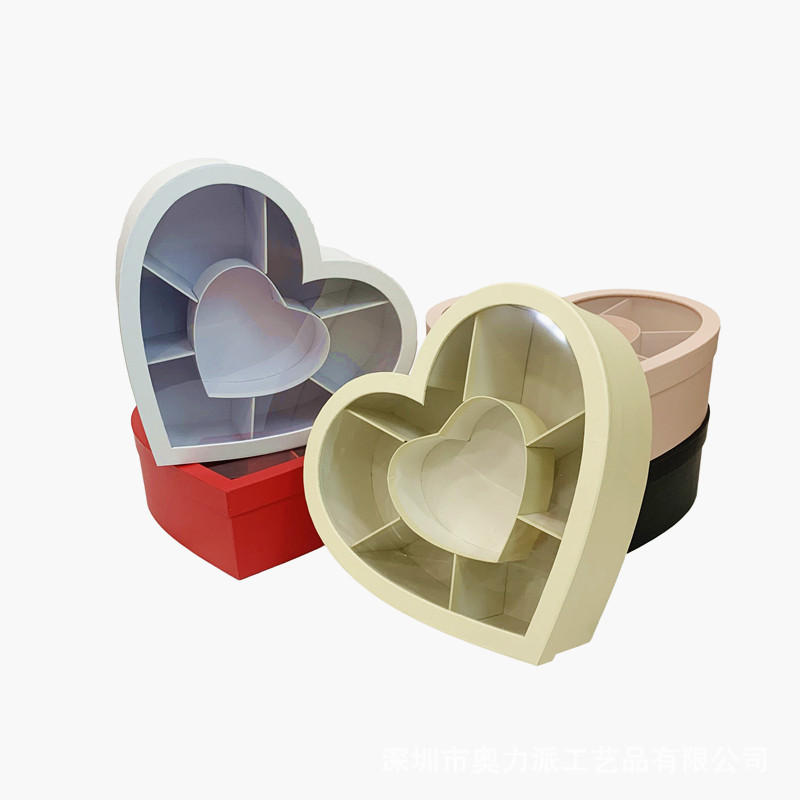 Heart Shaped Box with Dividers and Window, Luxury Chocolate Strawberry Box Wholesale