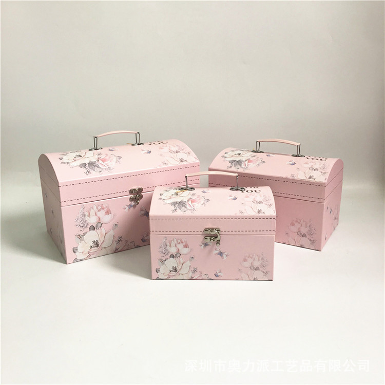 Paper Treasure Trunk Gift Boxes Set of 3, Romantic Nesting Storage Boxes