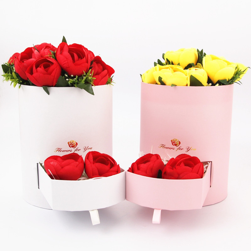 Round Flower Box with Drawer, Luxury Cylinder Floral Gift Box Wholesale