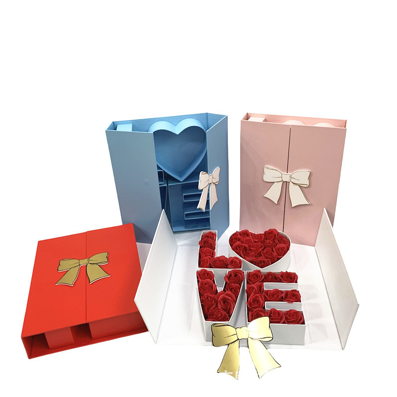 LOVE Gatefold Flower Box, Double Door Folding Alphabet Present Packaging Wholesale