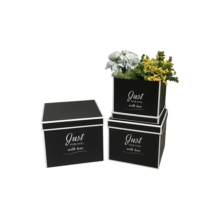 Minimalist Square Cardboard Boxes Set of 3, Luxury Flower Gift Box Wholesale