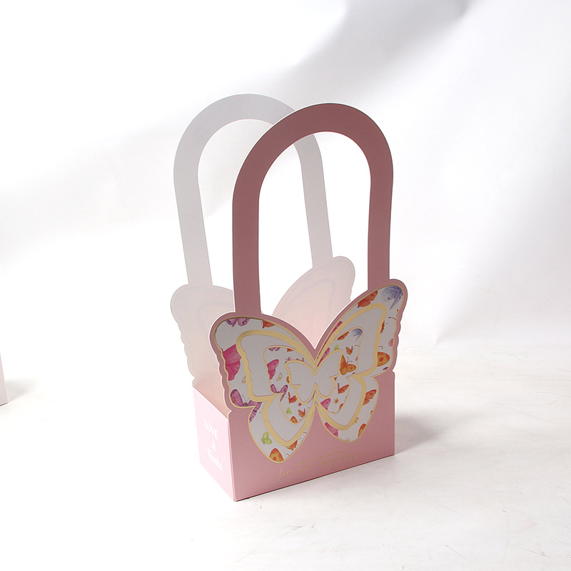 3D Butterfly Flower Gift Tote Bag with Handles, Luxury Floral Basket Wholesale