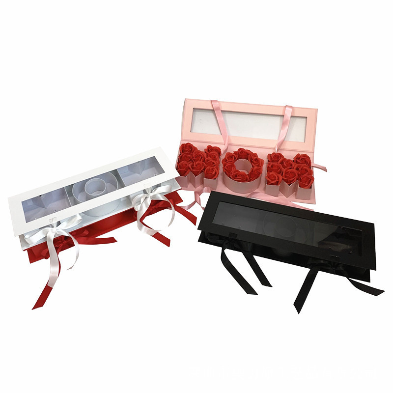 Luxury MOM Letter Gift Box with Clear Lid, Mother’s Day Packaging for Flowers
