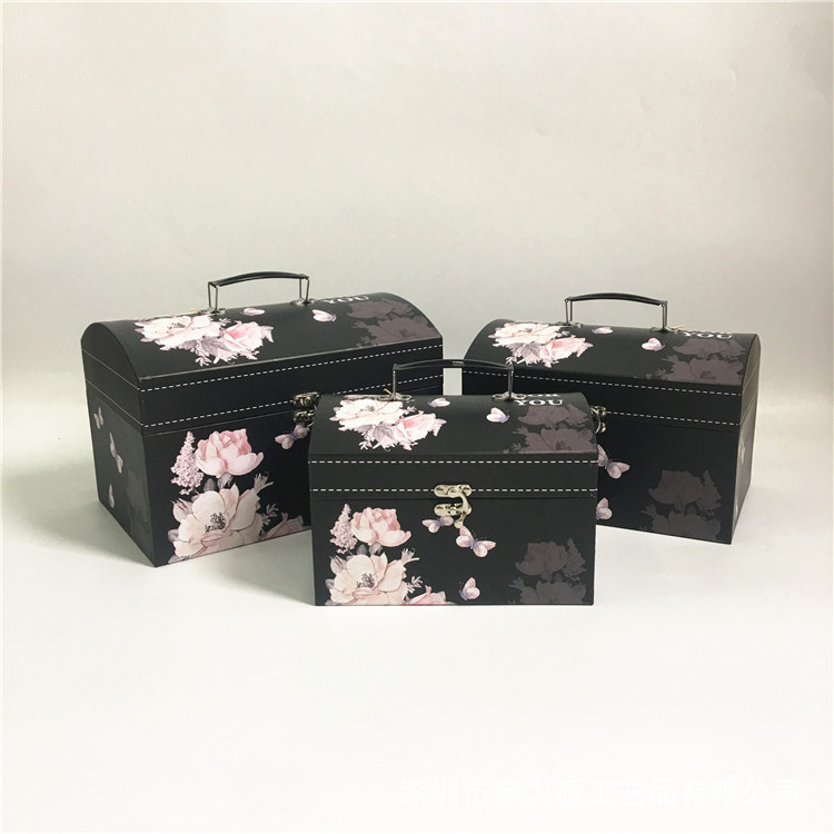 Paper Treasure Trunk Gift Boxes Set of 3, Romantic Nesting Storage Boxes