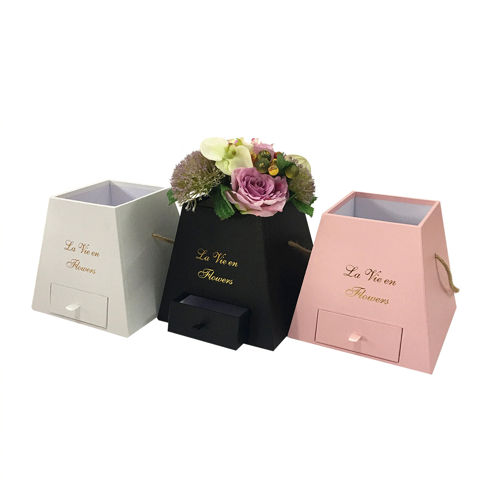 Trapezoid Flower Box with Drawer, Pyramid Jewelry Floral Gift Case Wholesale
