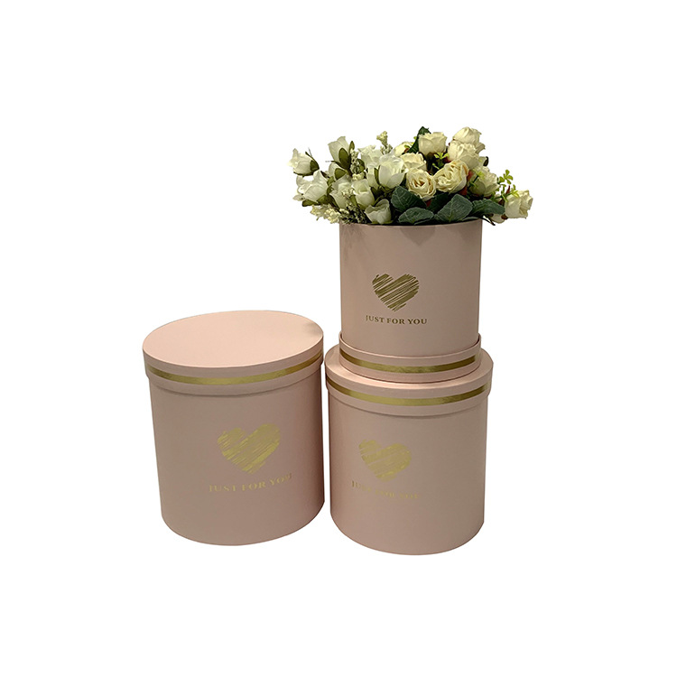 Gold Foil Heart Round Cardboard Boxes Set of 3, Just For You Flower Box Wholesale - 图片 3