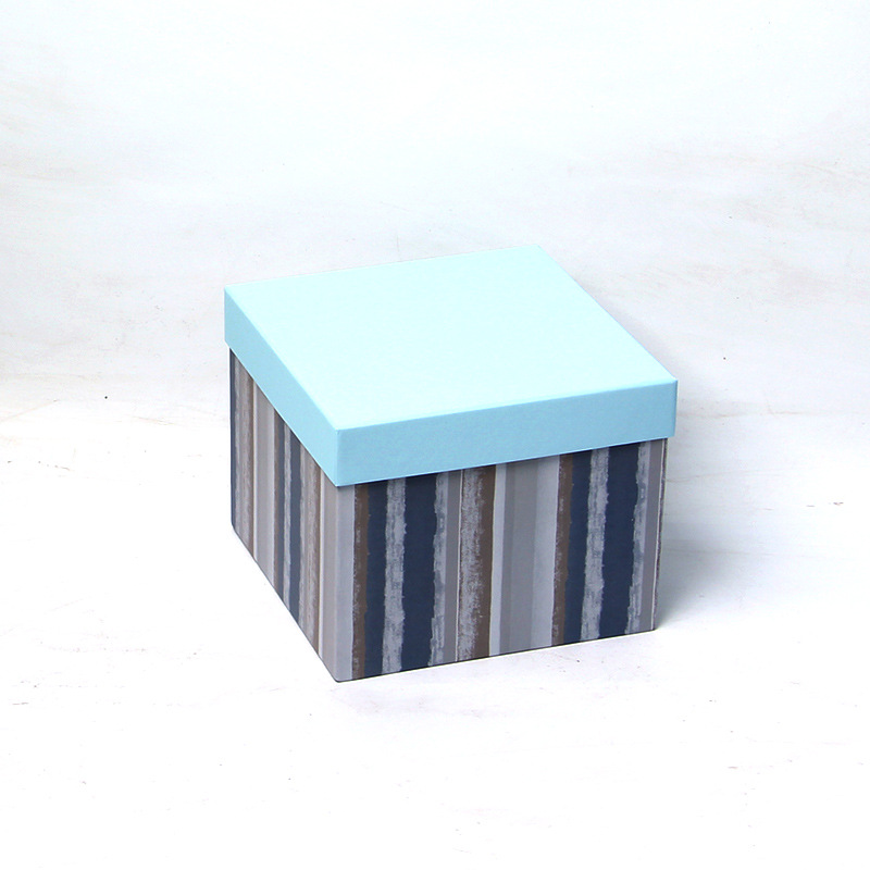 Textured Striped Square Cardboard Boxes Set of 3, Luxury Gift Box Wholesale