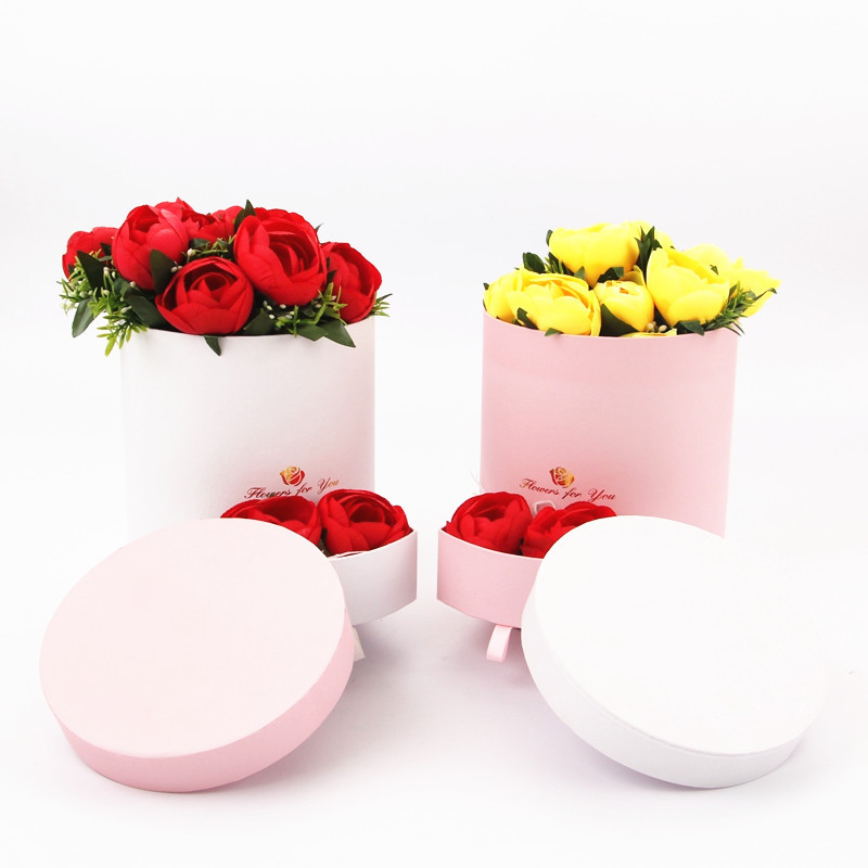 Round Flower Box with Drawer, Luxury Cylinder Floral Gift Box Wholesale - 图片 3