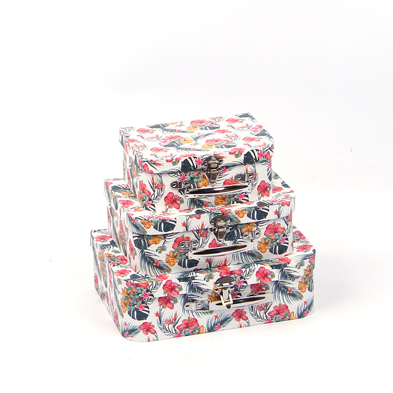 Vibrant Floral Cardboard Suitcase Boxes Set of 3, Bold Flower Gift Packaging Wholesale - 图片 3