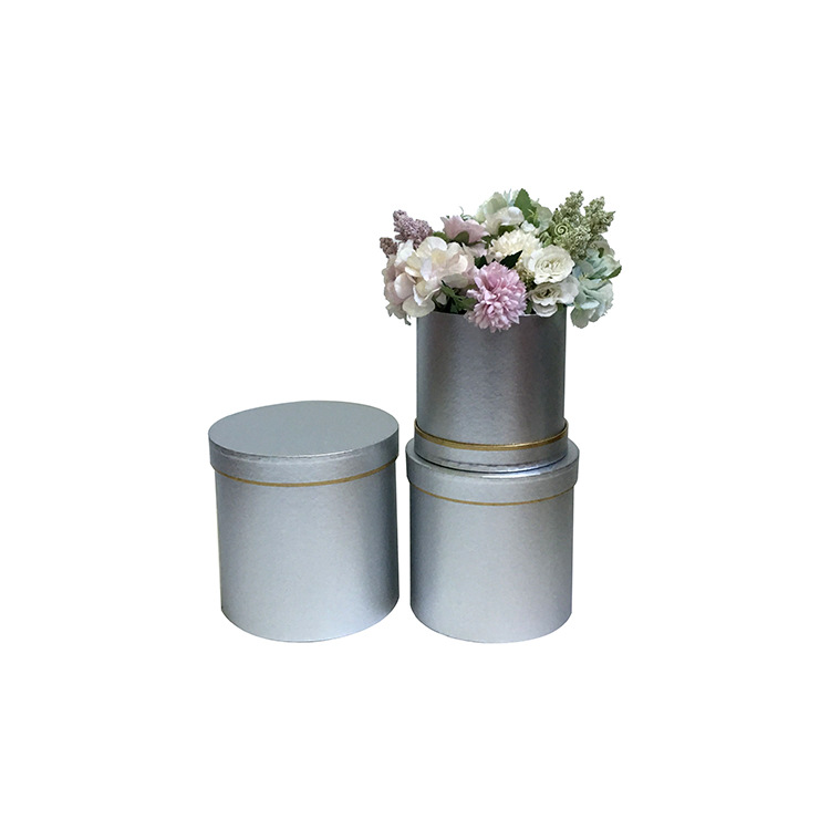 Metallic Round Cardboard Boxes Set of 3, Luxury Gold Rim Flower Box Wholesale - 图片 3