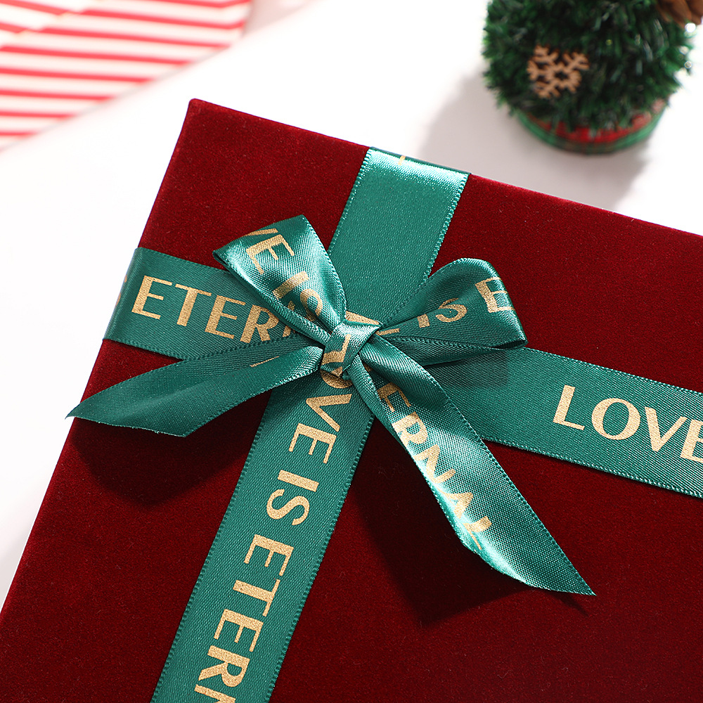 Luxury Velvet Gift Boxes with Ribbon Bow, Premium Christmas Floral Packaging Wholesale - 图片 4
