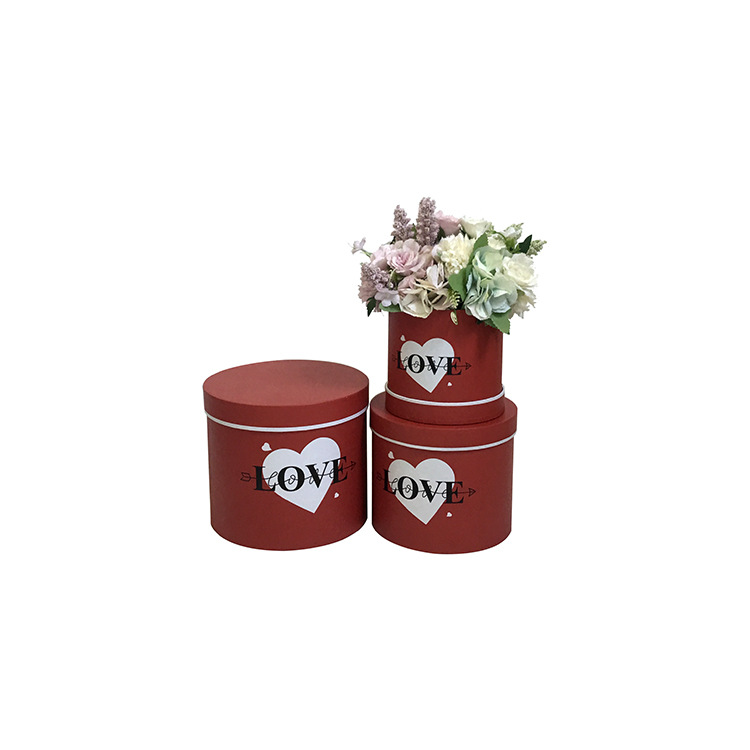 Round Heart Flower Box Set, Chevron Cylinder Valentine Gift Case Wholesale - 图片 4