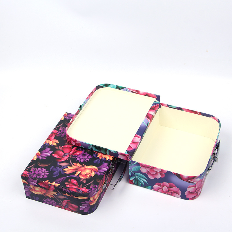 Vibrant Floral Cardboard Suitcase Boxes Set of 3, Bold Flower Gift Packaging Wholesale - 图片 5