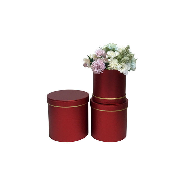 Metallic Round Cardboard Boxes Set of 3, Luxury Gold Rim Flower Box Wholesale - 图片 4