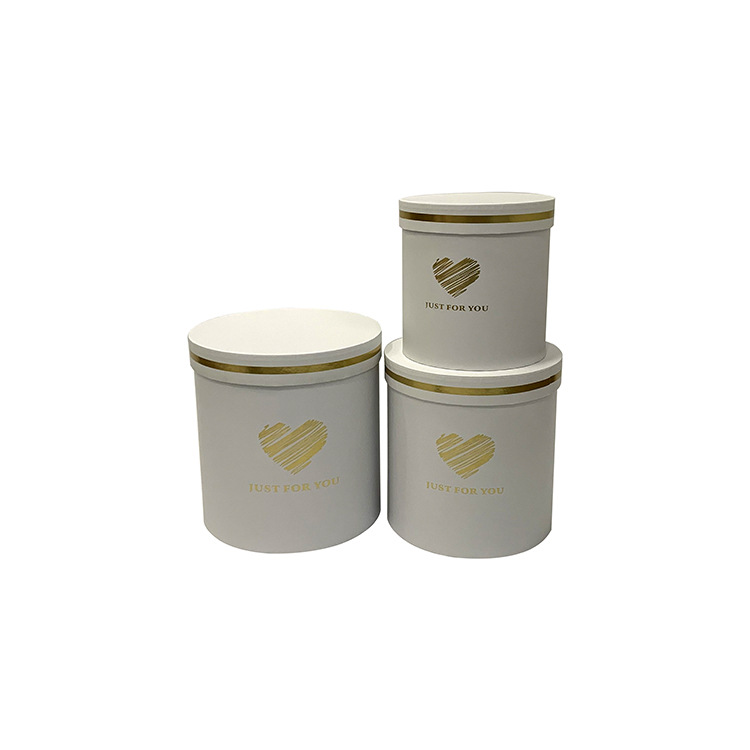 Gold Foil Heart Round Cardboard Boxes Set of 3, Just For You Flower Box Wholesale - 图片 4