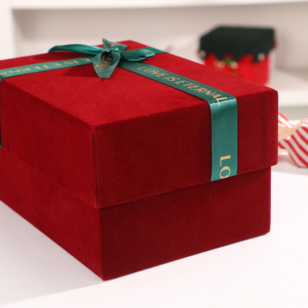 Luxury Velvet Gift Boxes with Ribbon Bow, Premium Christmas Floral Packaging Wholesale - 图片 5