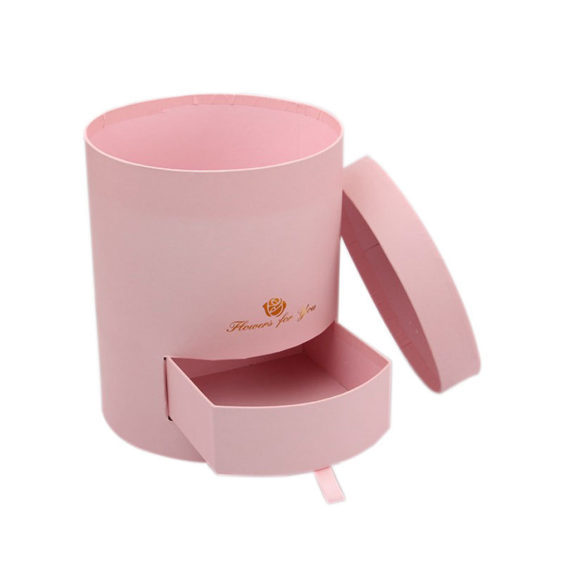 Round Flower Box with Drawer, Luxury Cylinder Floral Gift Box Wholesale - 图片 9