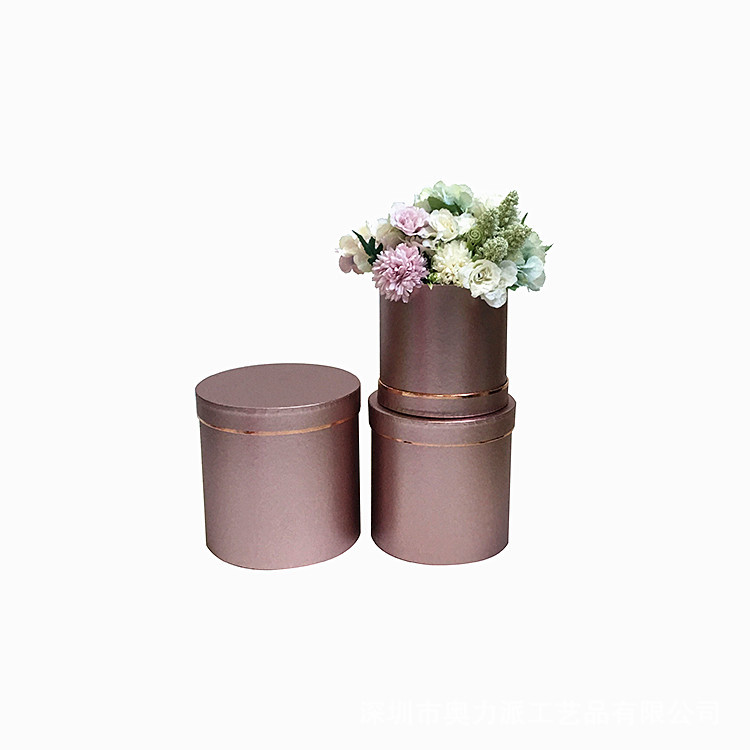 Metallic Round Cardboard Boxes Set of 3, Luxury Gold Rim Flower Box Wholesale - 图片 5
