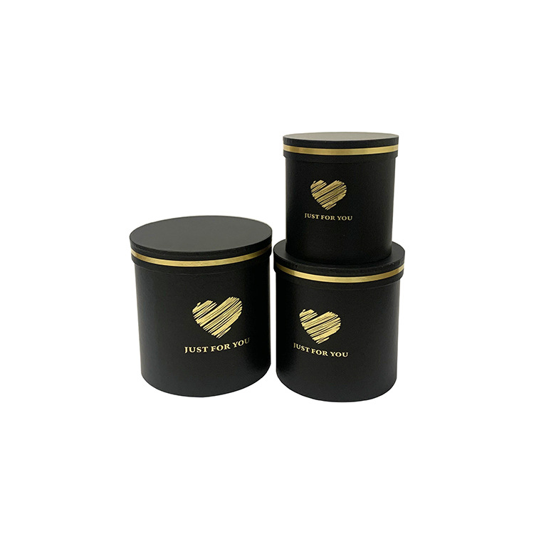 Gold Foil Heart Round Cardboard Boxes Set of 3, Just For You Flower Box Wholesale - 图片 5