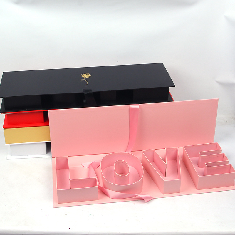 LOVE Flower Box with Magnetic Closure, Luxury Alphabet Gift Packaging Wholesale