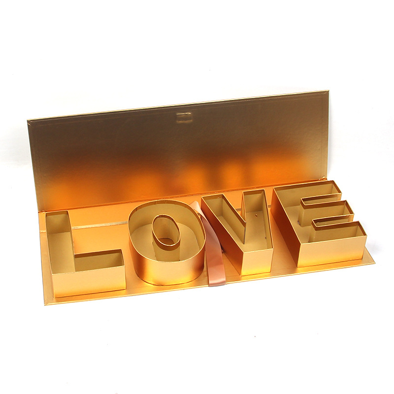 LOVE Flower Box with Magnetic Closure, Luxury Alphabet Gift Packaging Wholesale