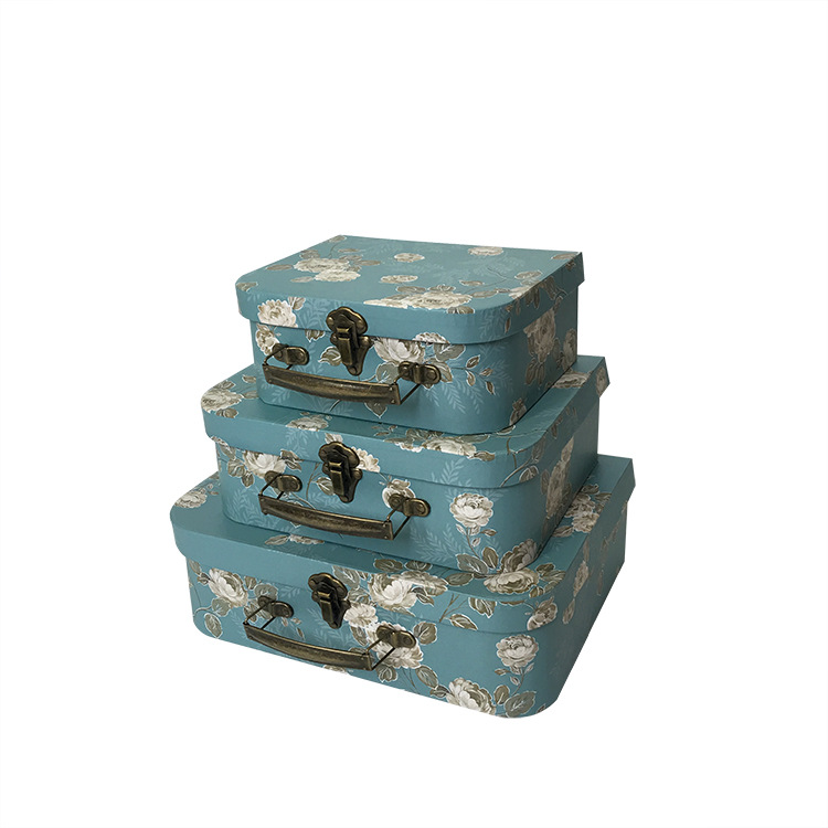 Vintage Floral Cardboard Suitcase Boxes Set of 3, Premium Bouquet Gift Packaging Wholesale - 图片 5