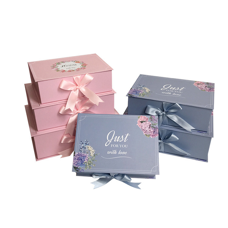 Ribbon Tie Flower Box Set, Flip Top Floral Present Case Nested Wholesale Set of 3