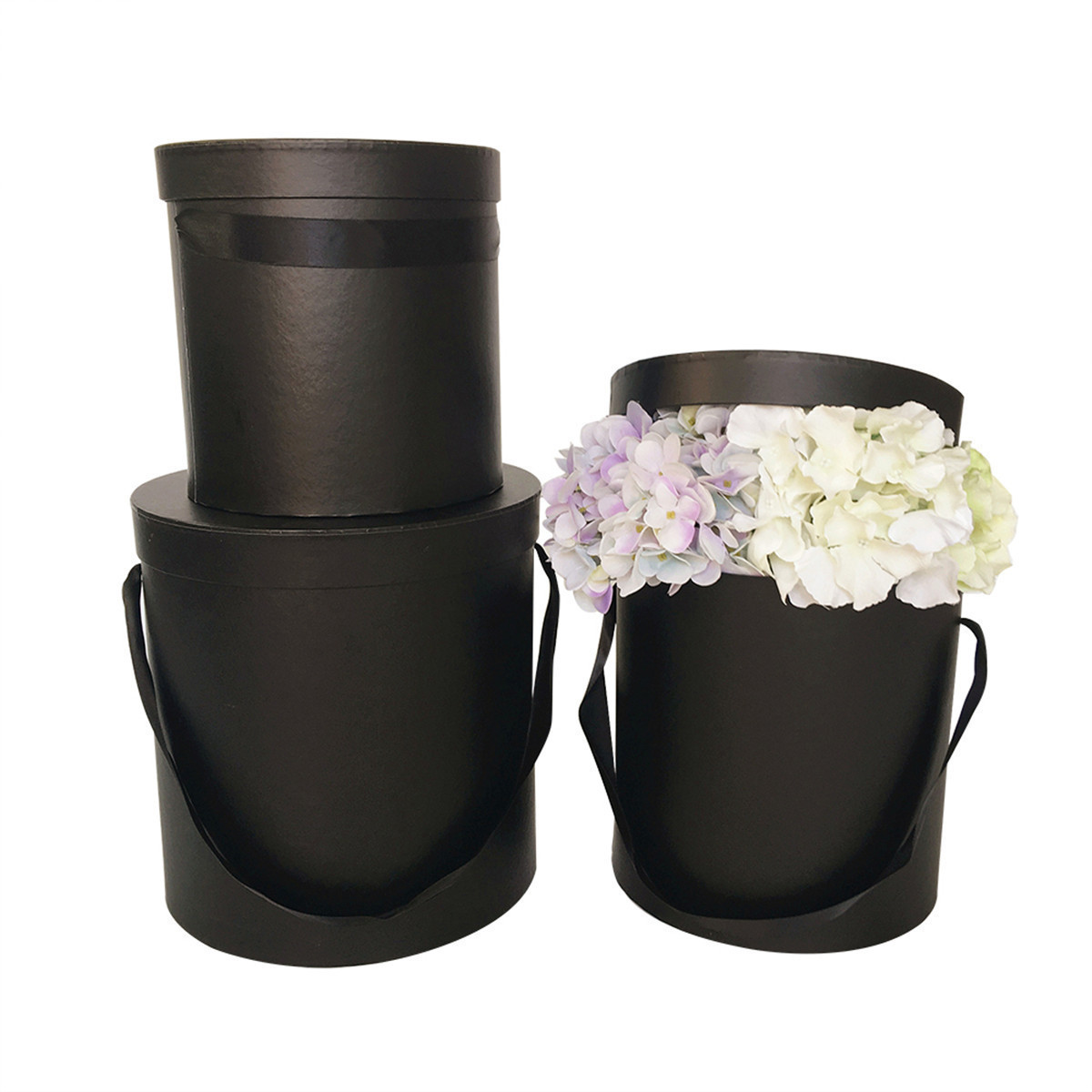 Round Cardboard Boxes with Handle Set of 3, Luxury Flower Box Wholesale - 图片 3