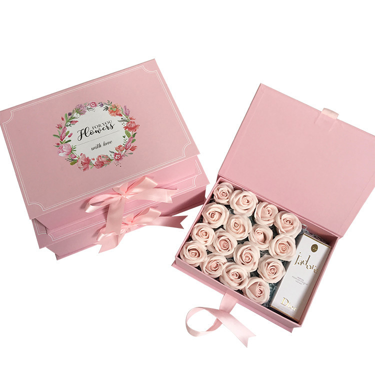 Ribbon Tie Flower Box Set, Flip Top Floral Present Case Nested Wholesale Set of 3