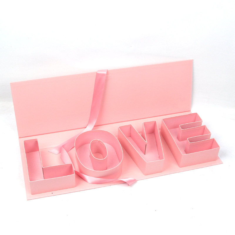 LOVE Flower Box with Magnetic Closure, Luxury Alphabet Gift Packaging Wholesale - 图片 4