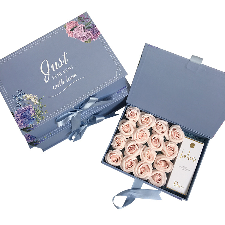 Ribbon Tie Flower Box Set, Flip Top Floral Present Case Nested Wholesale Set of 3 - 图片 3