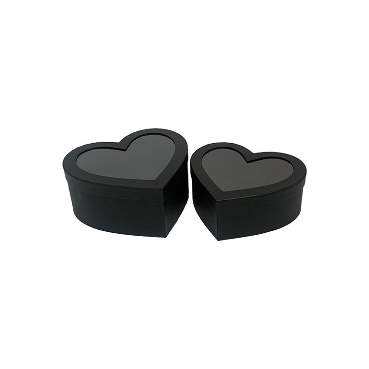 Romantic Heart Nesting Gift Boxes Set of 2, Clear Window Present Box for Flowers - 图片 4