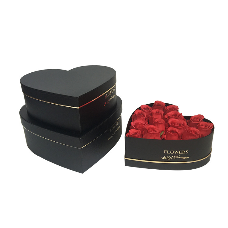Heart Shaped Cardboard Boxes Set of 3, Luxury Gold Rim Flower Box Wholesale - 图片 4