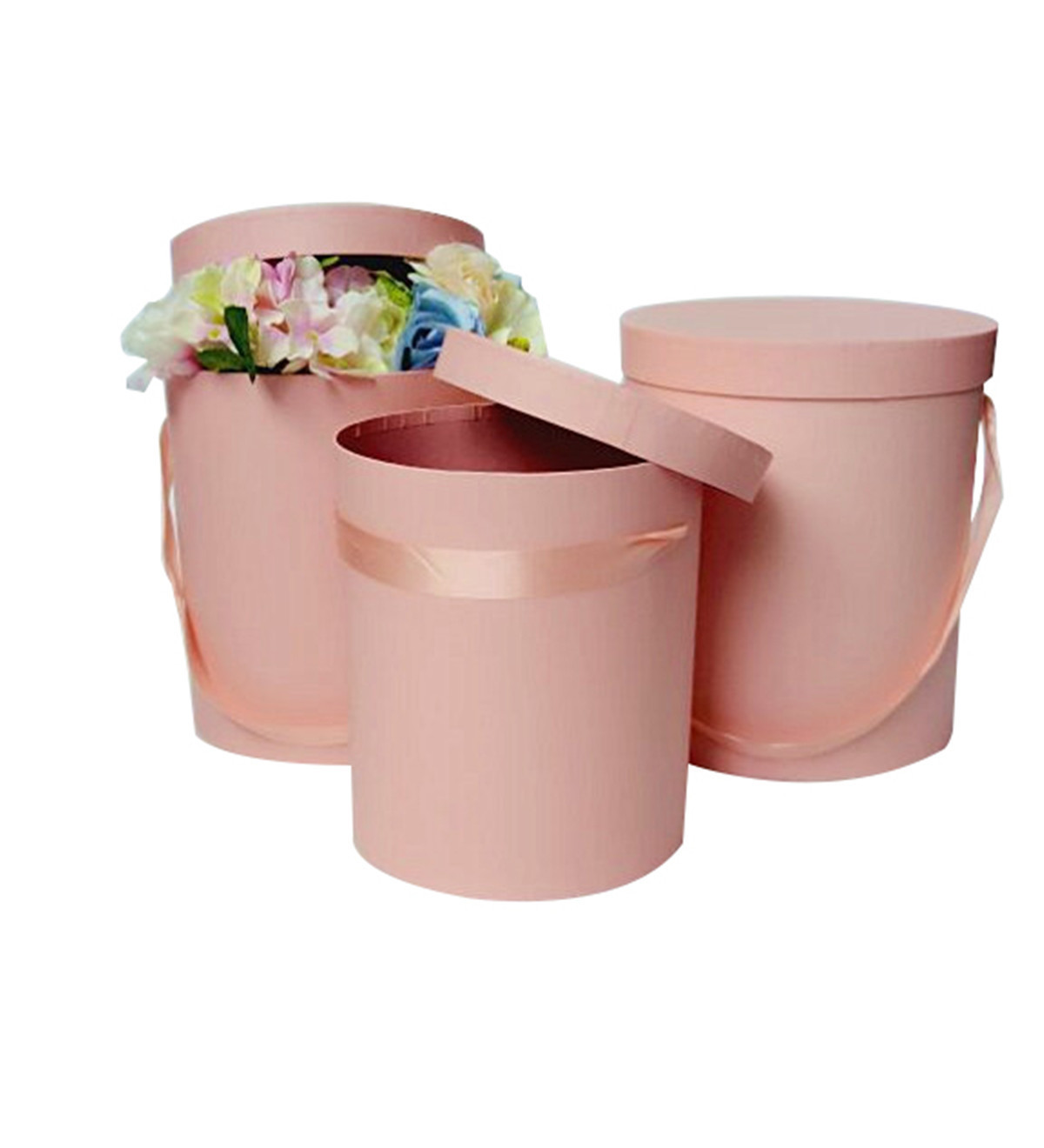 Round Cardboard Boxes with Handle Set of 3, Luxury Flower Box Wholesale