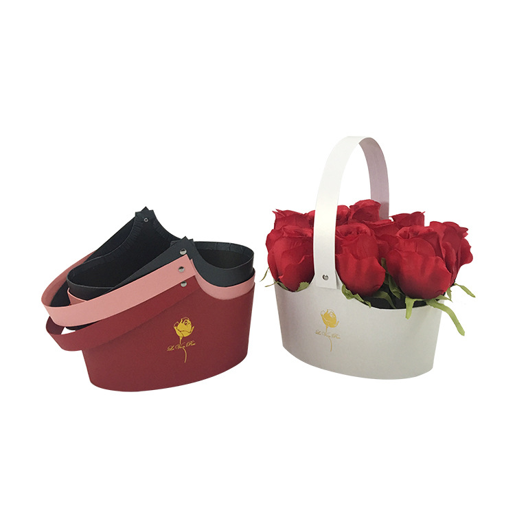 Leather Flower Basket with Gold Foil, Luxury Tote Bouquet Holder Wholesale