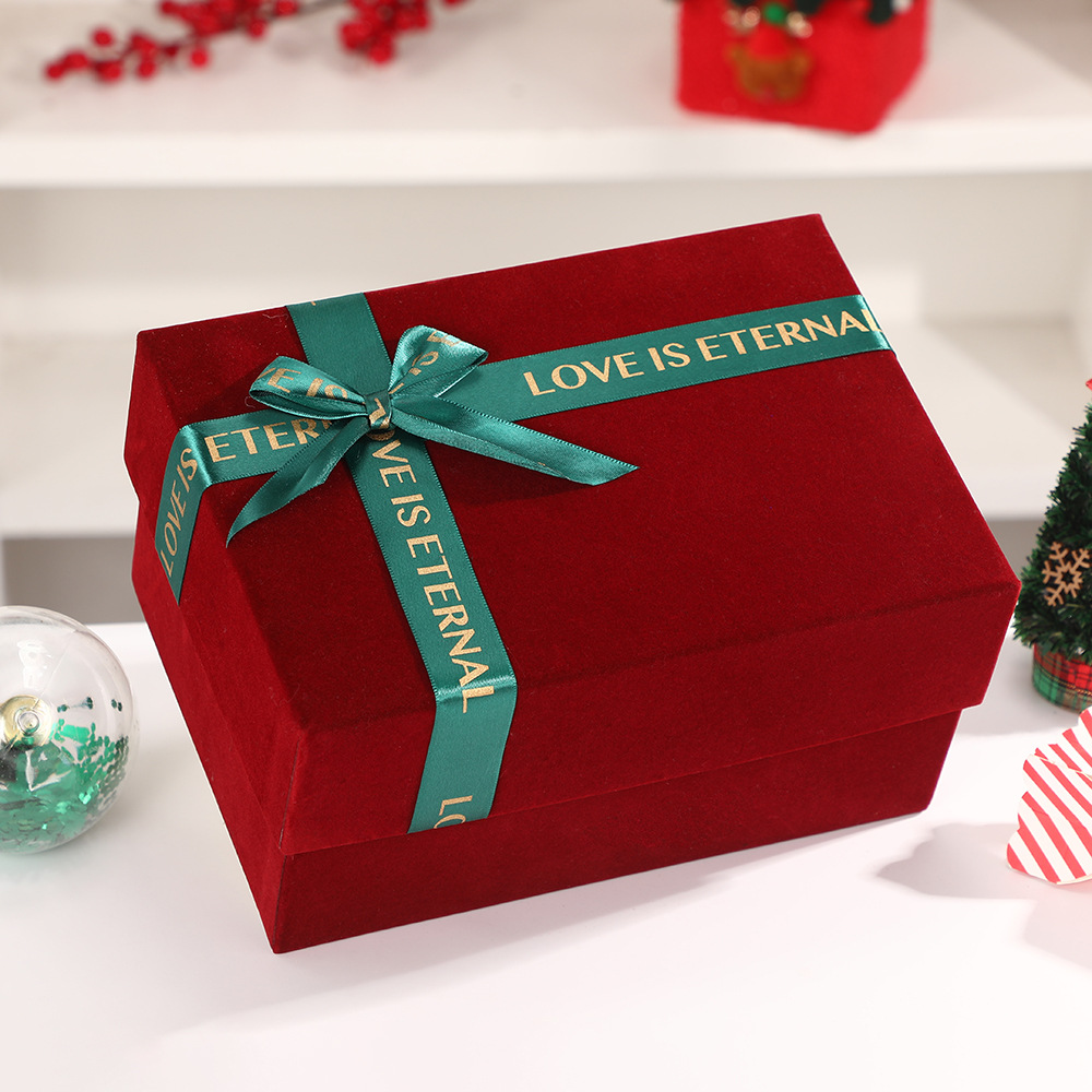 Luxury Velvet Gift Boxes with Ribbon Bow, Premium Christmas Floral Packaging Wholesale - 图片 3