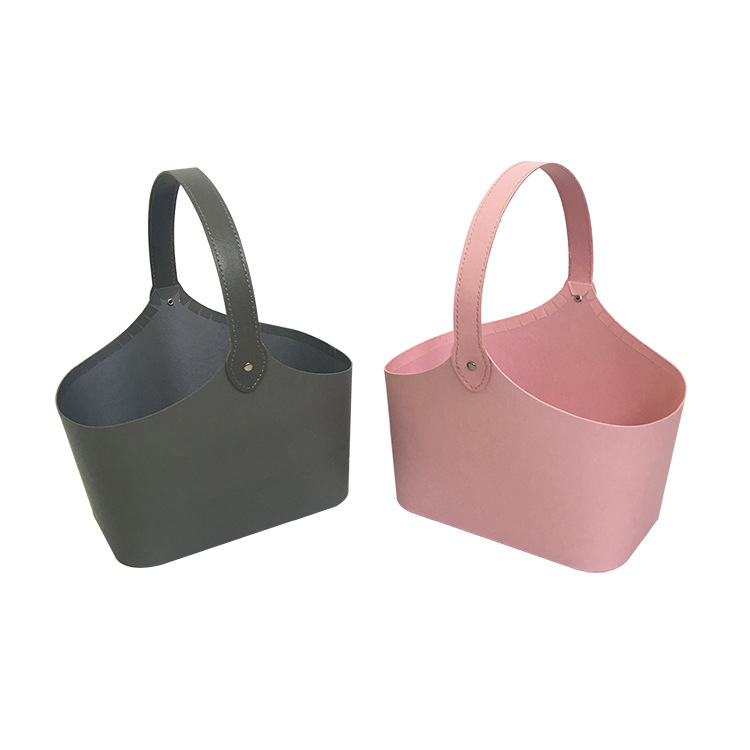 Leather Flower Basket with Handle, Luxury Tote Bouquet Holder Wholesale - 图片 3