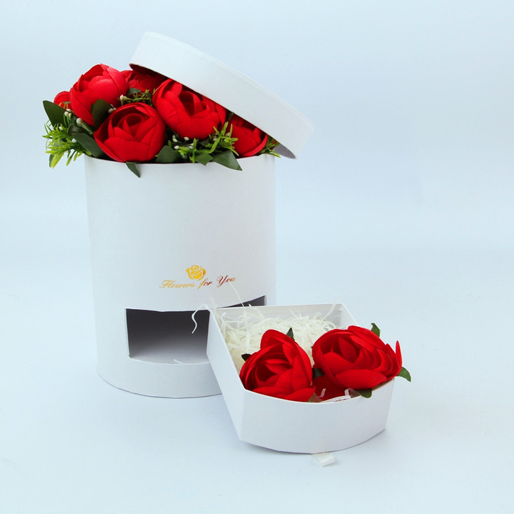 Round Flower Box with Drawer, Luxury Cylinder Floral Gift Box Wholesale - 图片 5