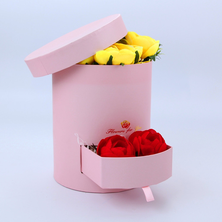 Round Flower Box with Drawer, Luxury Cylinder Floral Gift Box Wholesale - 图片 6