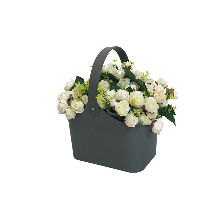 Leather Flower Basket with Handle, Luxury Tote Bouquet Holder Wholesale - 图片 6
