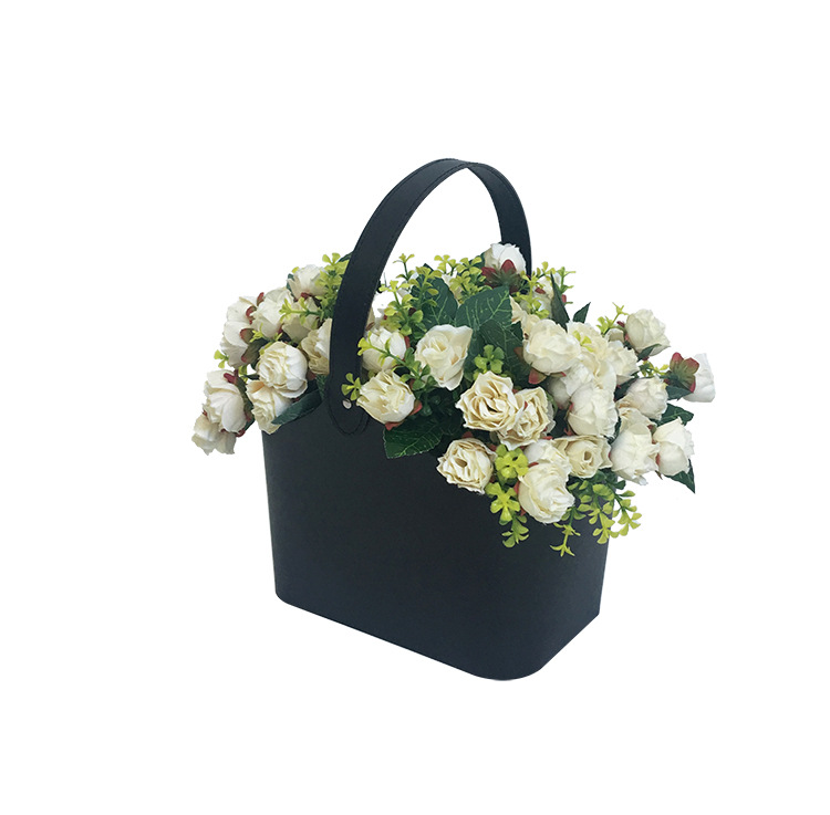 Leather Flower Basket with Handle, Luxury Tote Bouquet Holder Wholesale - 图片 7