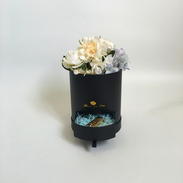 Round Flower Box with Drawer, Luxury Cylinder Floral Gift Box Wholesale - 图片 7