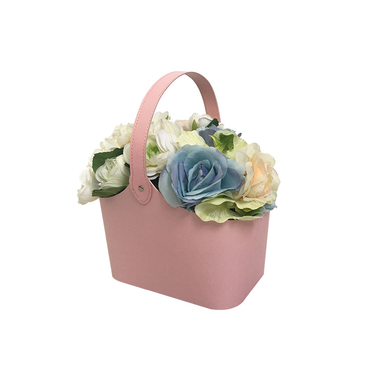 Leather Flower Basket with Handle, Luxury Tote Bouquet Holder Wholesale - 图片 8
