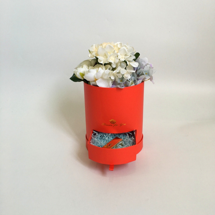 Round Flower Box with Drawer, Luxury Cylinder Floral Gift Box Wholesale - 图片 8