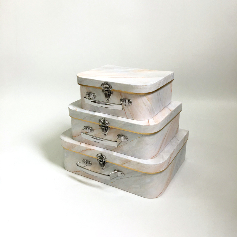 Modern Marble Paper Suitcase Gift Boxes Set of 3, Elegant Keepsake Storage Boxes - 图片 3